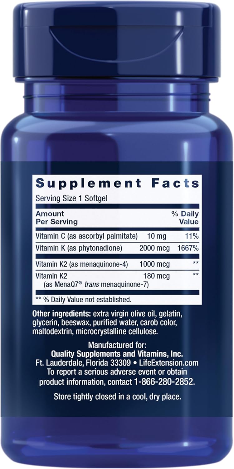 Life Extension Super K – Vitamin K Supplement with K1 and K2, 90 Soft Capsules - görsel 2