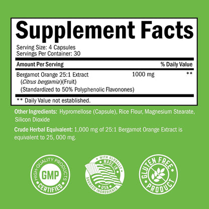 BioSchwartz Citrus Bergamot 1000mg - Ultra Concentrated Supplement for Heart Health - Vegan, Non-GMO, Gluten-Free - 120 Mini Capsules