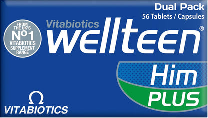 Vitabiotics Wellteen Him Plus Omega-3 – Maximum Nutritional Support for Teenage Boys and Young Men Aged 13-19 – 56 Tablets and Capsules