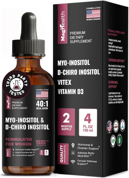 Inositol Powder - Myo and D-Chiro Inositol with Folate and Vitamin D, 40:1 Ratio, 45-Day Supply