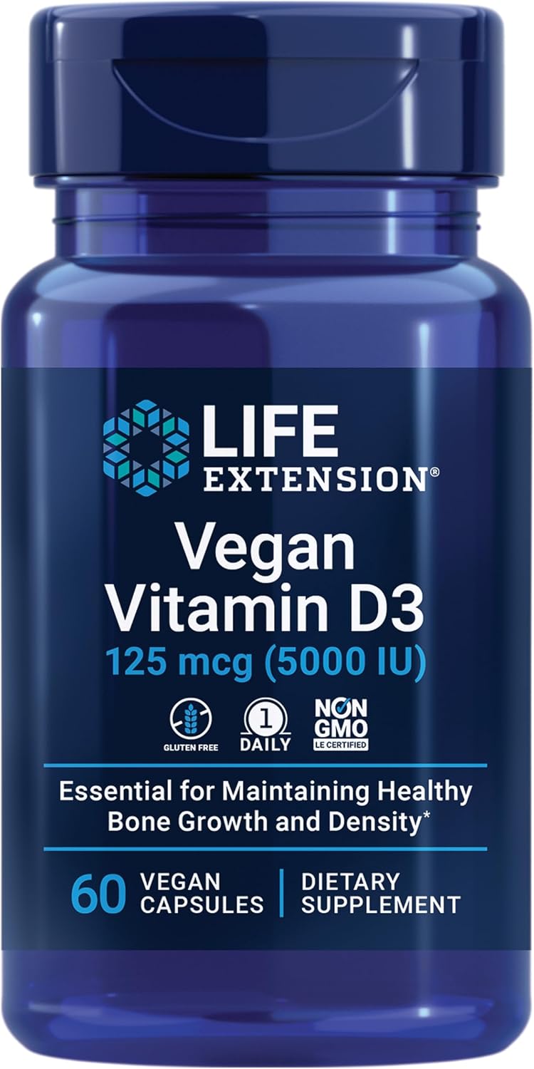 Life Extension Vegan Vitamin D3, 125 mcg (5000 IU), 60 Capsules - görsel 1