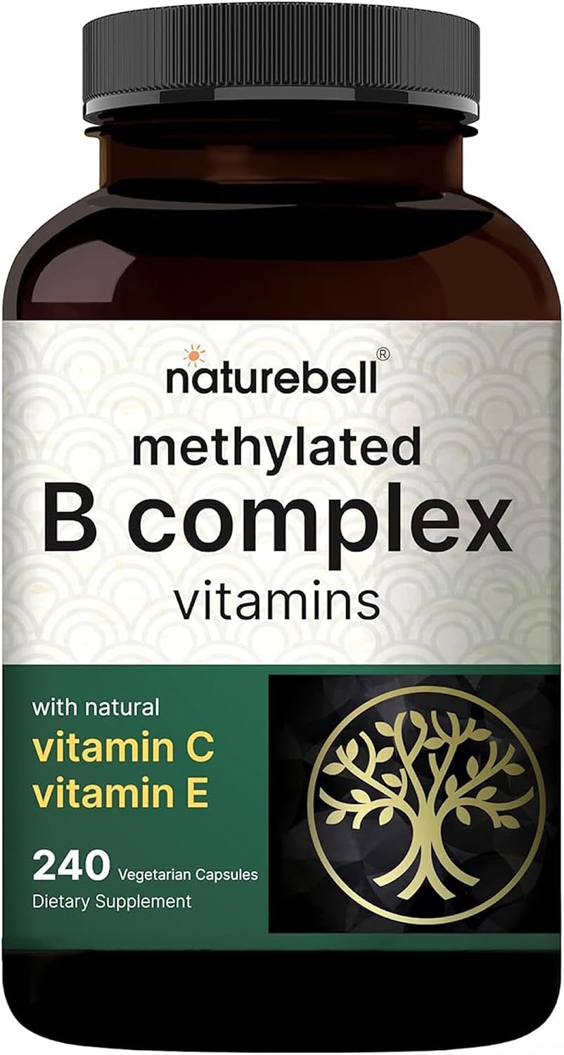 NatureBell Methylated B Complex - 240 Vegetarian Capsules - High Bioavailability 12-in-1 Formula - görsel 1