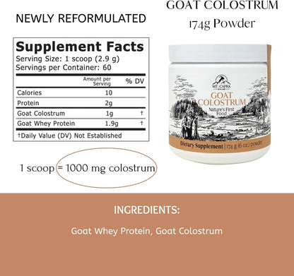 Mt. Capra Goat Colostrum – Grass-Fed, High in Immunoglobulins, 60 Servings