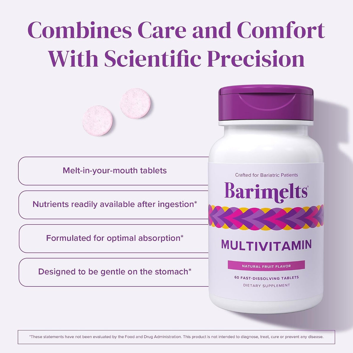 BariMelts Multivitamin - 60 Fast-Dissolving Tablets (1-Month Supply) - Sugar-Free Bariatric Multivitamin for Women, Natural Fruit Flavour - görsel 4