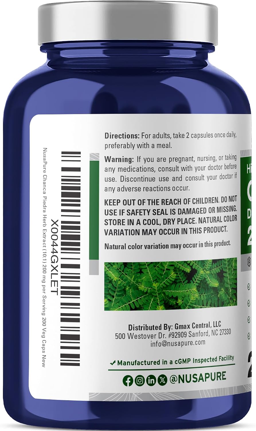 NusaPure Chanca Piedra 200 mg – 200 Veg Capsules (Non-GMO, Vegan) - görsel 3