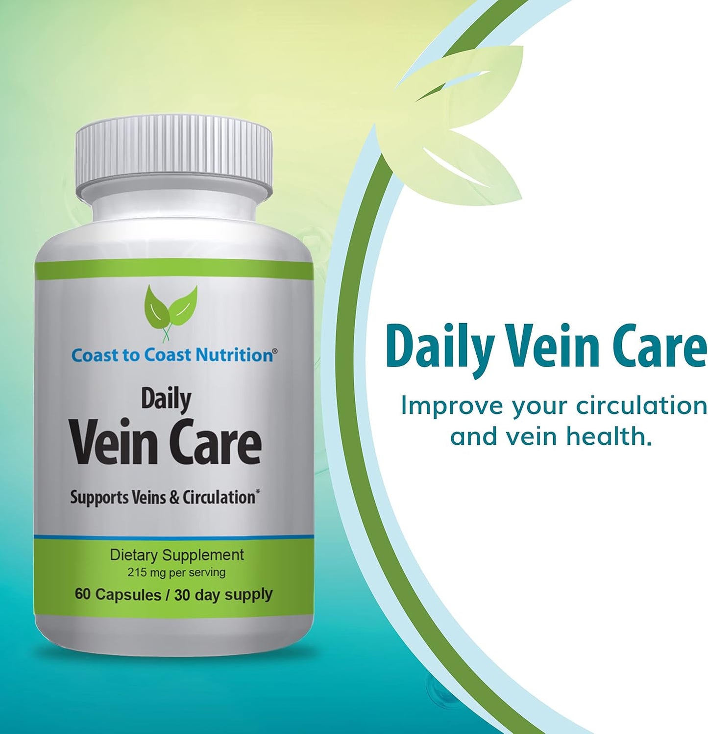 Daily Vein Care Supplement — Circulation Formula with Calcium, Vitamin D3, Vitamin K2 & BioPerine (60 Capsules) - görsel 2