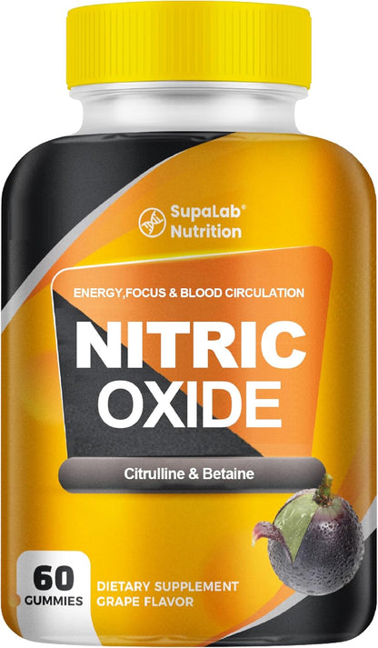 Nitric Oxide Supplements for Men with Citrulline Malate, Beta Alanine and Betaine - 180 Capsules