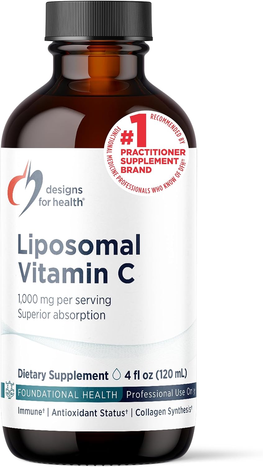 Designs for Health Liposomal Vitamin C Liquid - 1000mg Vitamin C Supplement - Liposomes (from Sunflower Lecithin) for Superior Absorption - Non-GMO, Pleasant Lemon Flavour (24 Servings / 120ml) - görsel 1