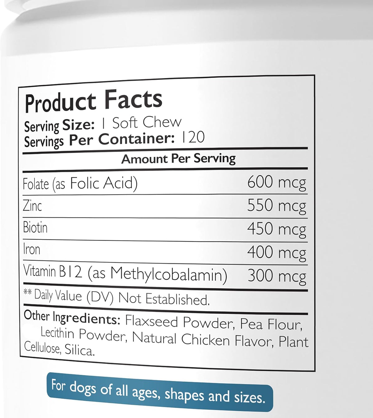 Nutrition Strength Folate for Dogs – Cardiovascular & Prenatal Support, DNA Synthesis, with Zinc, Biotin, Iron & Vitamin B12, 120 Soft Chews - görsel 9