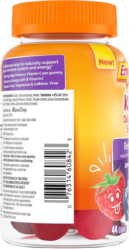 Emergen-C Kidz Daily Immune Support Gummies, Berry Bash – 44 Count
