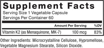 Force Factor MK-7 Vitamin K2 100mcg, Bone Support, Heart Health, Bio-available, Vegan, Non-GMO, 60 Vegetable Capsules