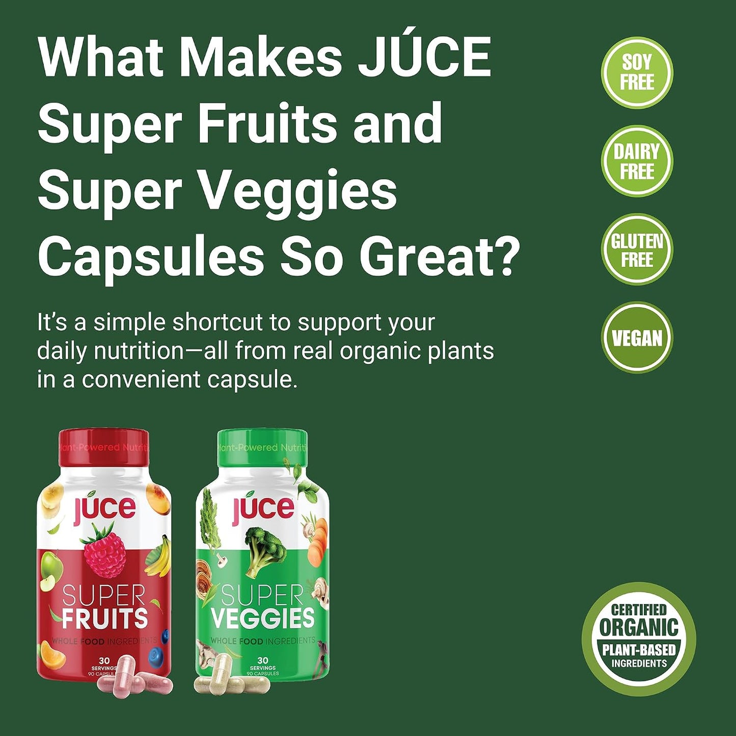 Juce Original Formula - Organic Super Fruit & Vegetables Supplement - 180 Capsules - görsel 3