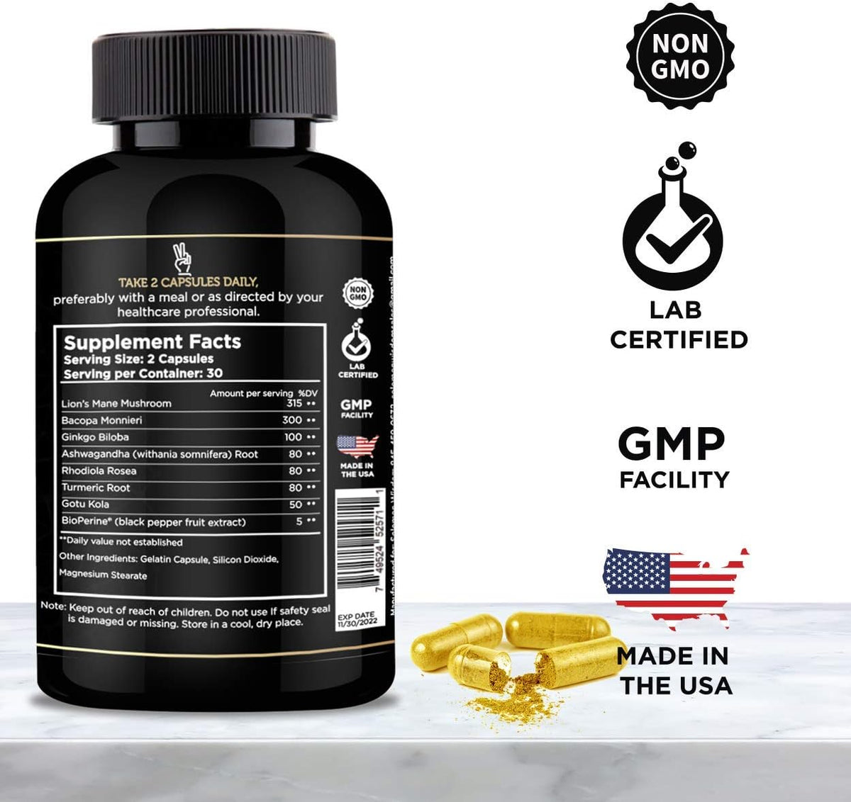 SOLOMON WISDOM Brain Booster – Nootropic Supplement for Memory & Focus, 60 Capsules - görsel 3