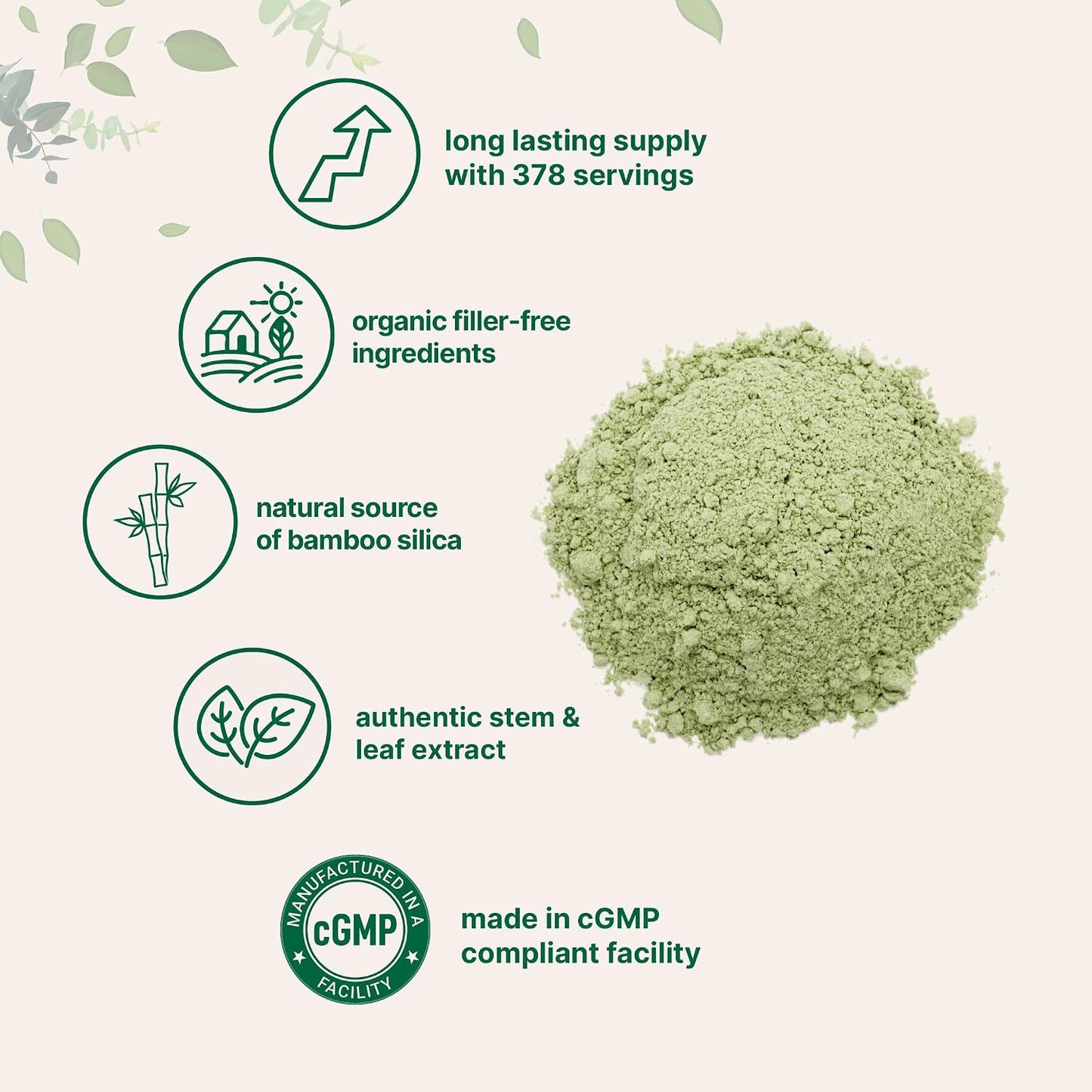 Micro Ingredients Organic Bamboo Extract Powder (227 g, 378 Servings) – Natural Silica Supplement - görsel 4