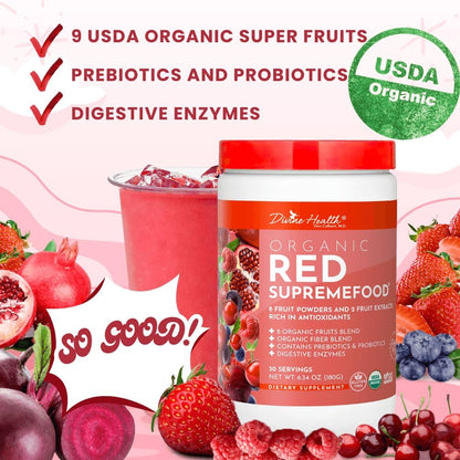Divine Health Dr. Colbert MD Organic Red Supremefood - Berry Flavoured Blend - 180g (30-Day Supply)