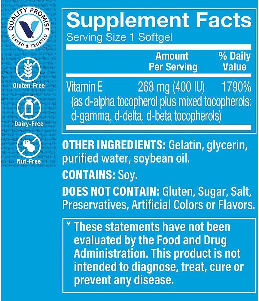 The Vitamin Shoppe Vitamin E 400IU (240 Softgels) - görsel 3