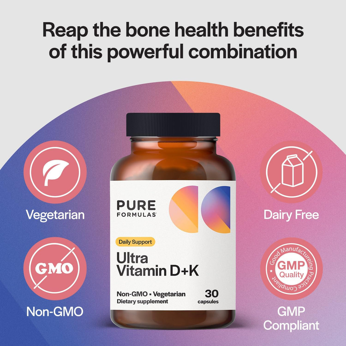 PureFormulas Vitamin D3 K2 5000 IU – 30 Vegetarian Capsules - görsel 3