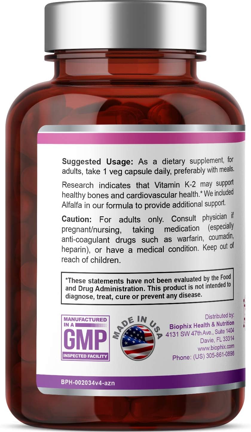 biophix Vitamin K2 MK-4 100 mcg with Alfalfa - 200 Capsules - görsel 2