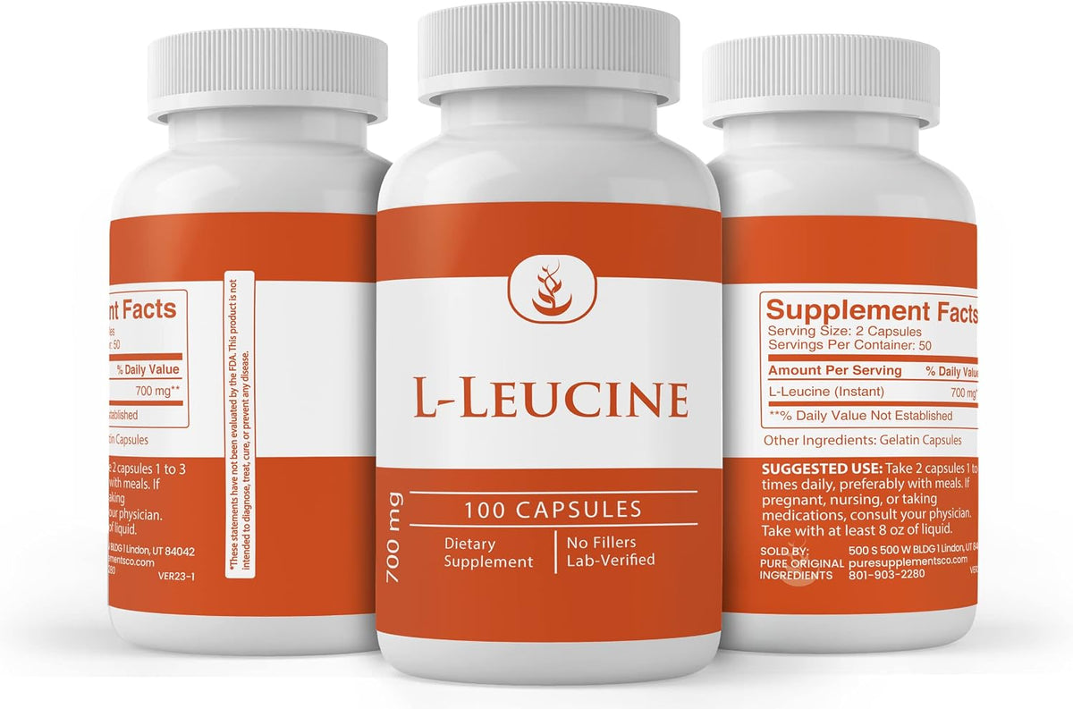PURE ORIGINAL INGREDIENTS L-Leucine, (100 Capsules) Always Pure, No Additives or Fillers, Lab-Verified - görsel 4