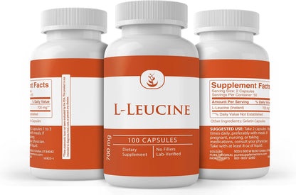 PURE ORIGINAL INGREDIENTS L-Leucine, (100 Capsules) Always Pure, No Additives or Fillers, Lab-Verified
