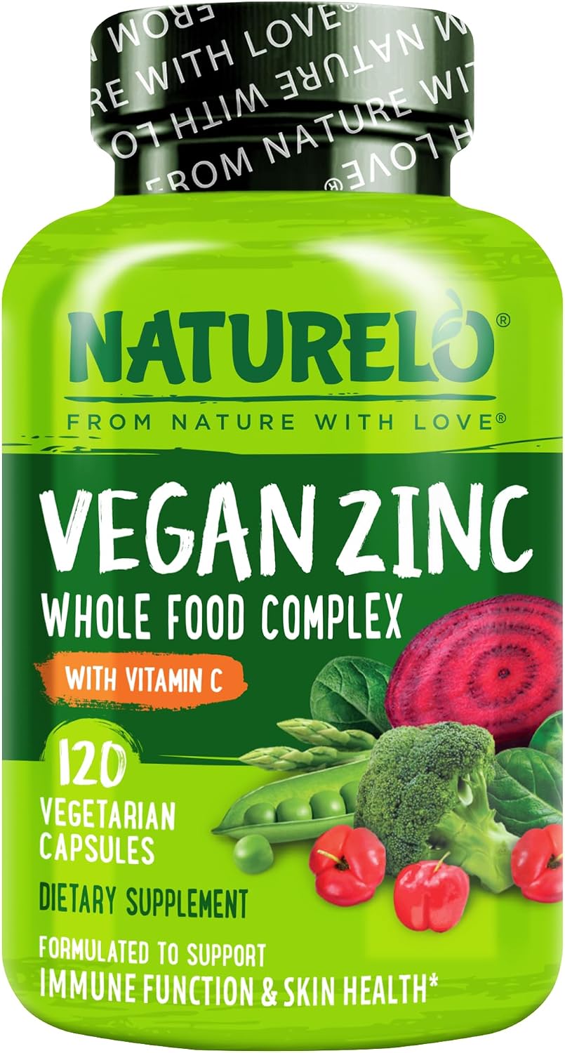 NATURELO Vegan Zinc Immune Support Capsules - Whole Food Complex with Vitamin C for Healthy Skin, Hair and Nails - görsel 8