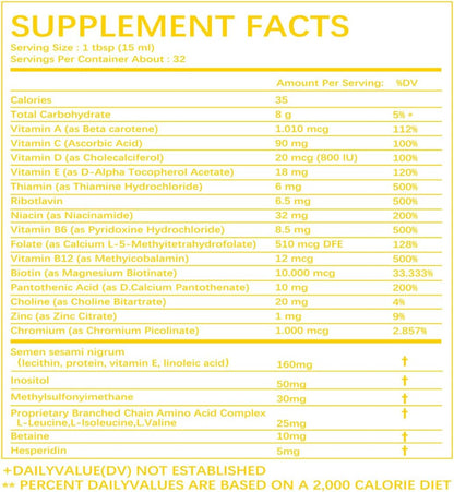 Complete Liquid Multivitamin for Women – Hair Growth, Energy, Skin & Immune Support (480 ml)