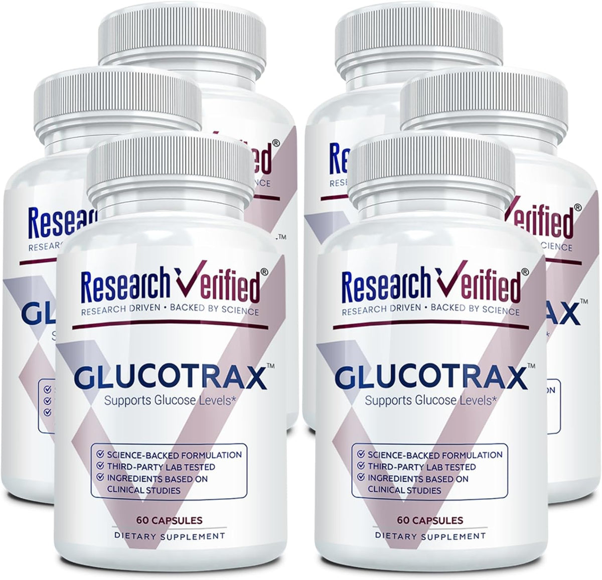 Research Verified Glucotrax - Berberine, Chromium Picolinate, Cinnamon, Gymnema - 360 Capsules (6 Month Supply) - görsel 1