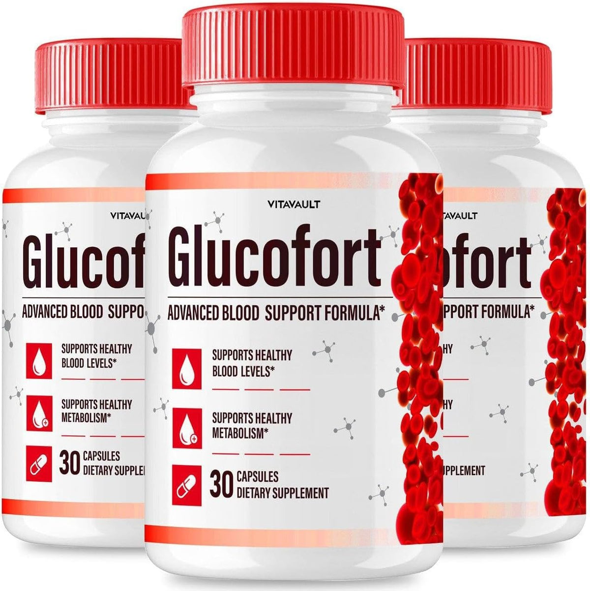 (3 Pack) Glucofort, Max Advanced Blood Support Formula Capsules - görsel 1