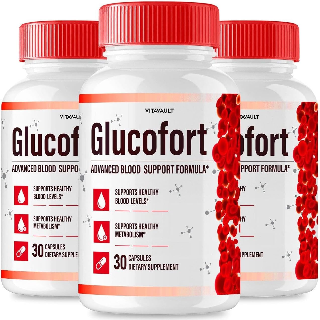 (3 Pack) Glucofort, Max Advanced Blood Support Formula Capsules - görsel 1
