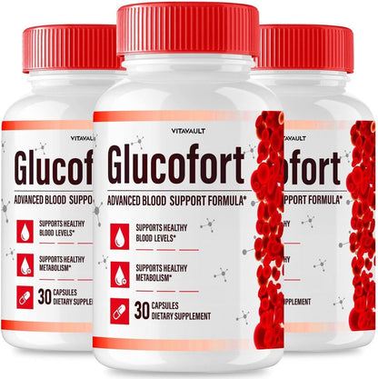 (3 Pack) Glucofort, Max Advanced Blood Support Formula Capsules