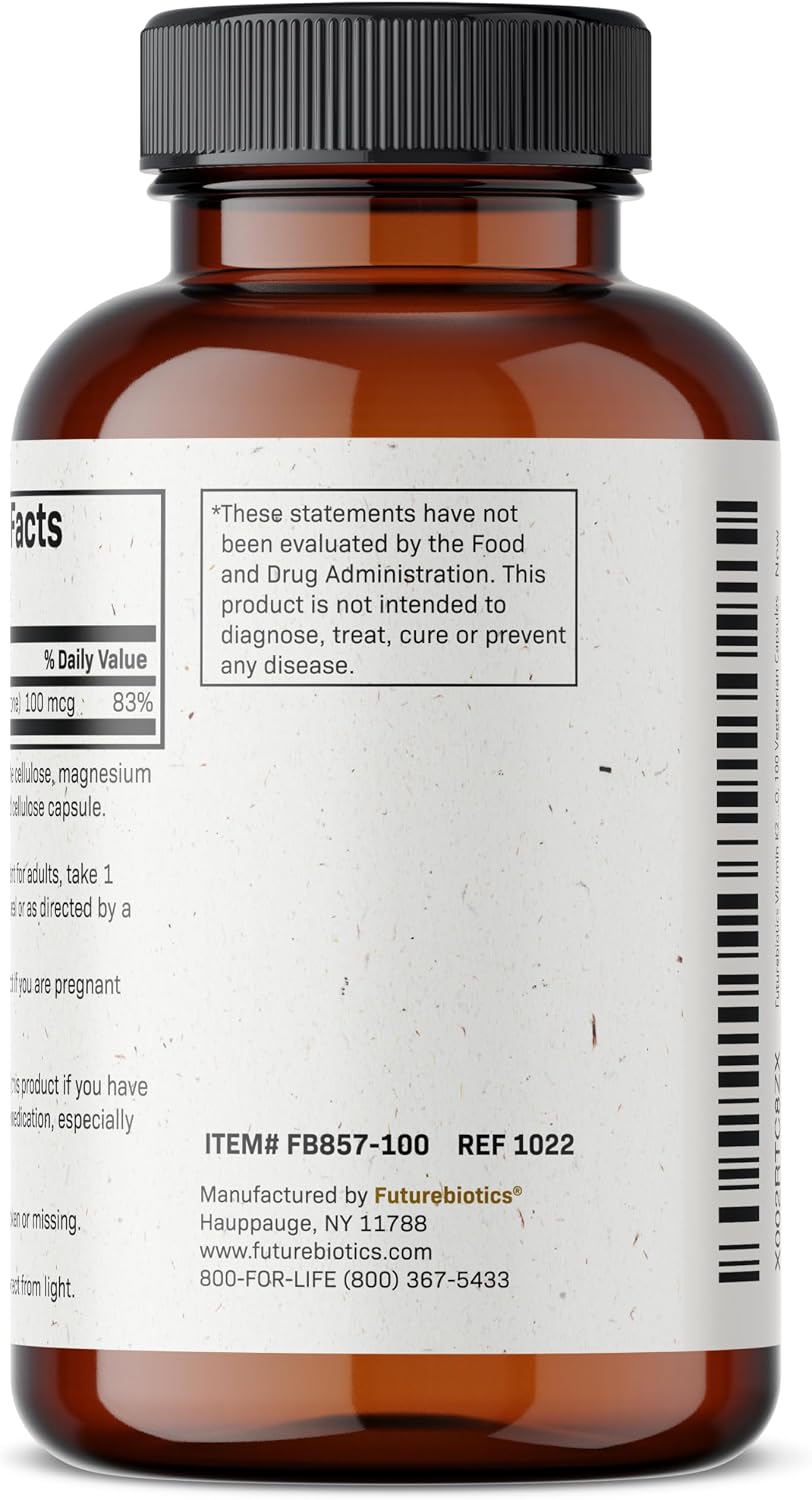 Futurebiotics Vitamin K2 as MK-7 100 µg, Supports Strong Bones - Non-GM, 100 Vegetarian Capsules - görsel 5