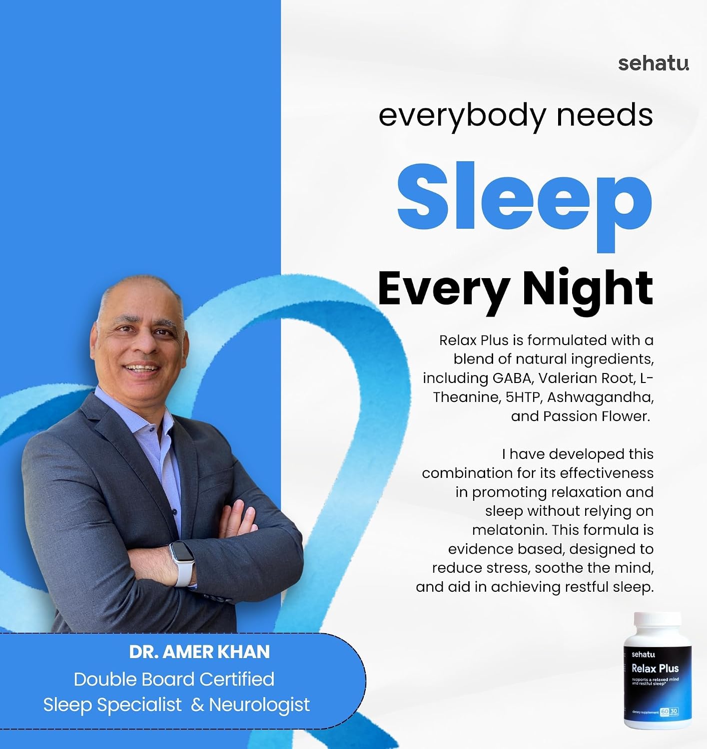 SEHATU Relax Plus Stress Relief Supplement | with GABA, L-Theanine, Ashwagandha, Valerian Root | Promotes Relaxation & Restful Sleep | 60 Capsules - görsel 8