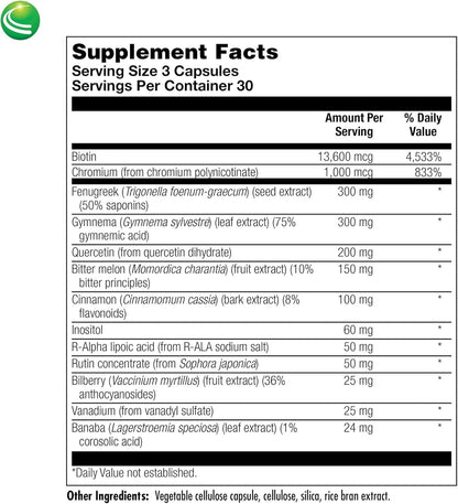 Nutra BioGenesis Diabetone Plus: Metabolic Support Supplement with Cinnamon, Gymnema and Bitter Melon - 90 Capsules