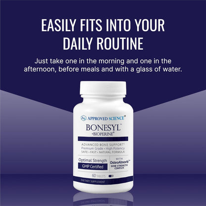 Approved Science Bonesyl - Bone Health Food Supplement with K2, Magnesium, and BioPerine - 360 Tablets
