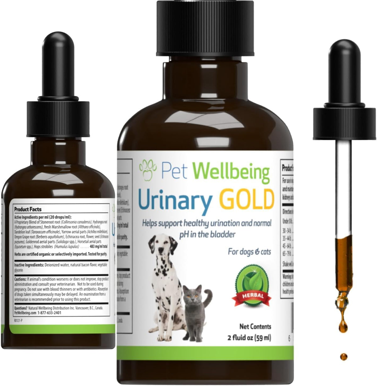Pet Wellbeing Urinary Gold for Dogs - Vet-Formulated Multi-Herb Urinary Tract Support - Bladder Health & Urinary System Wellness - Natural Dog Supplement - Liquid Formula 59ml - görsel 1