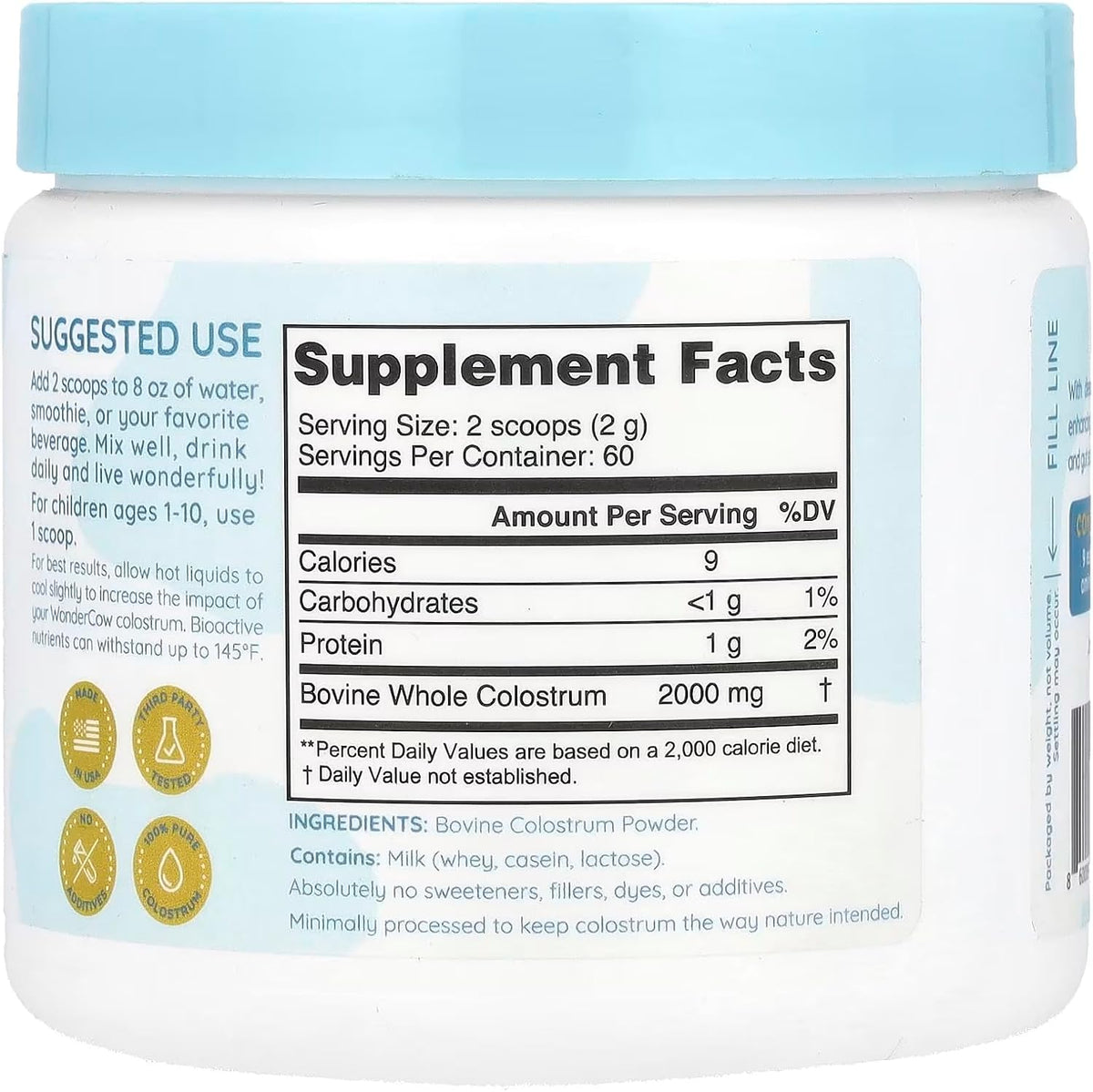WONDERCOW Whole Bovine Colostrum Powder – Unflavoured, 60 Servings - görsel 9