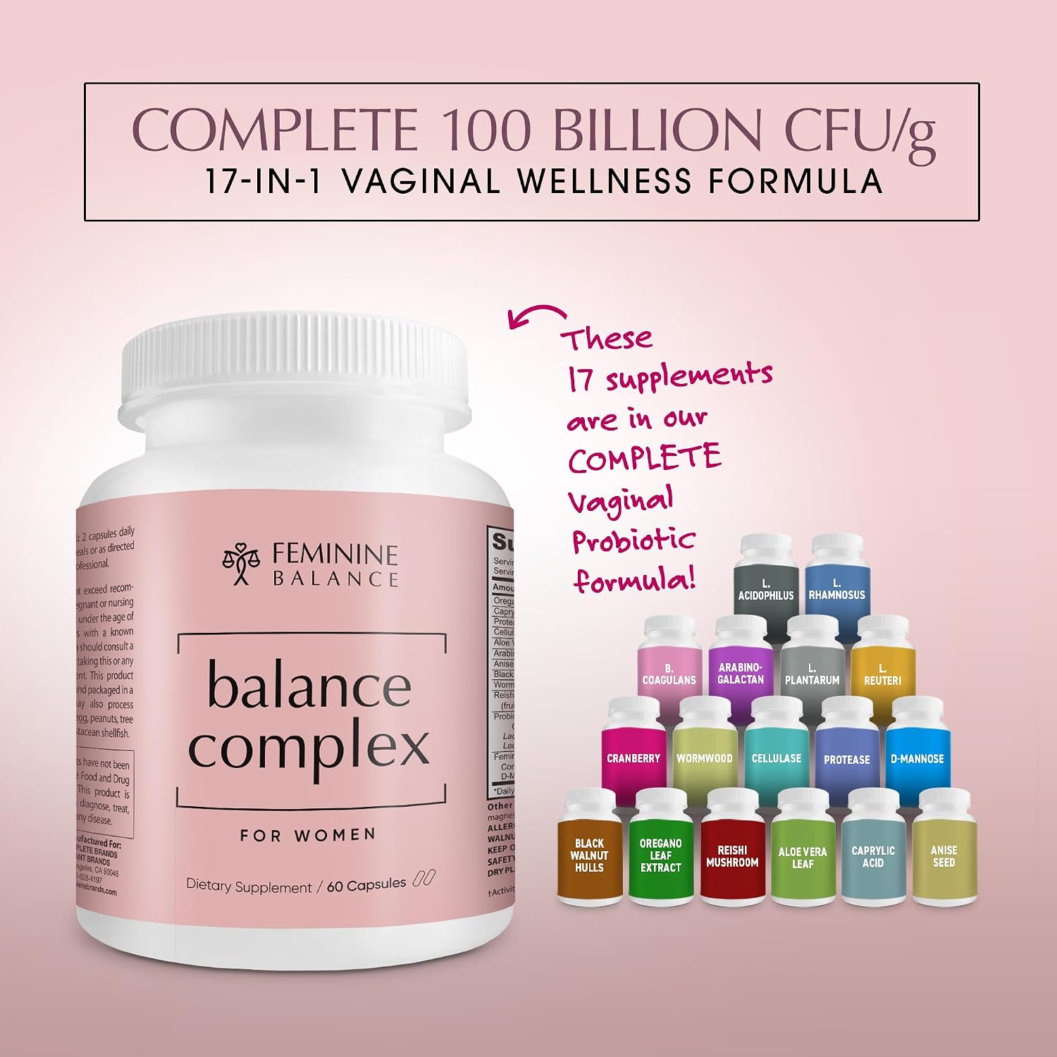 Balance Complex 17-in-1 Vaginal Health Probiotic with Cranberry & D-Mannose for Women – 60 Capsules - görsel 5