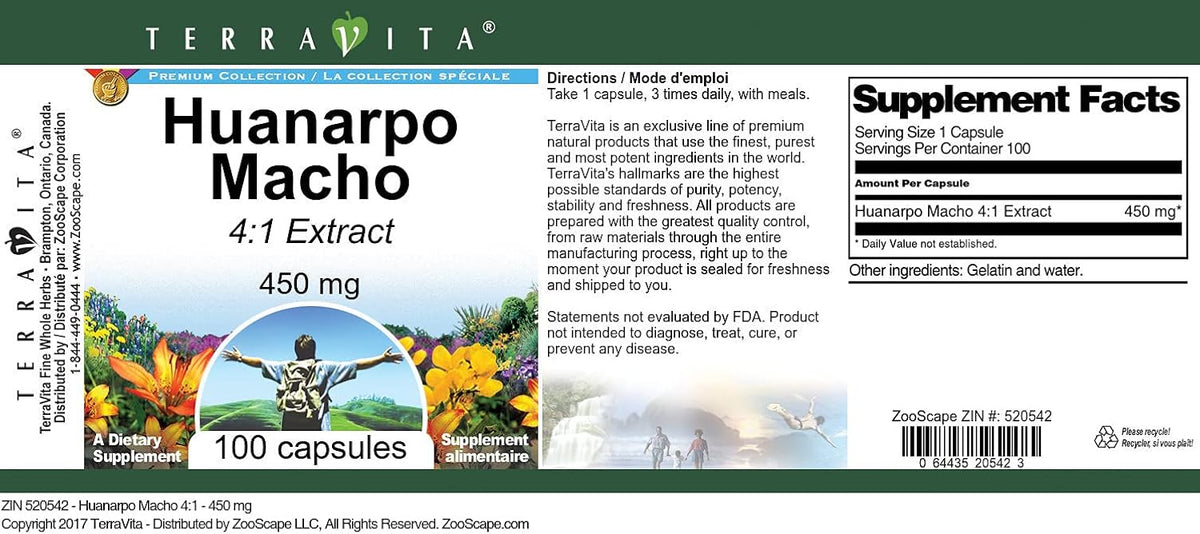 Terravita Huanarpo Macho 4:1 Extract – 450 mg, 100 Capsules - görsel 3