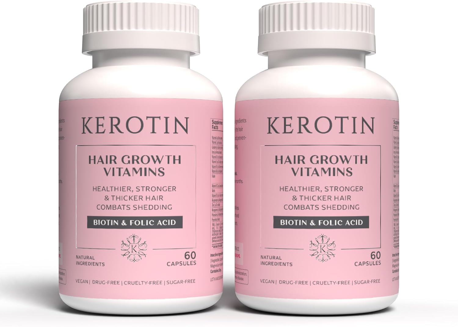 Kerotin Hair Growth Vitamins - Biotin Supplement, DHT Blocker, Collagen Stimulator for Hair Loss Support (60 Capsules) - görsel 8