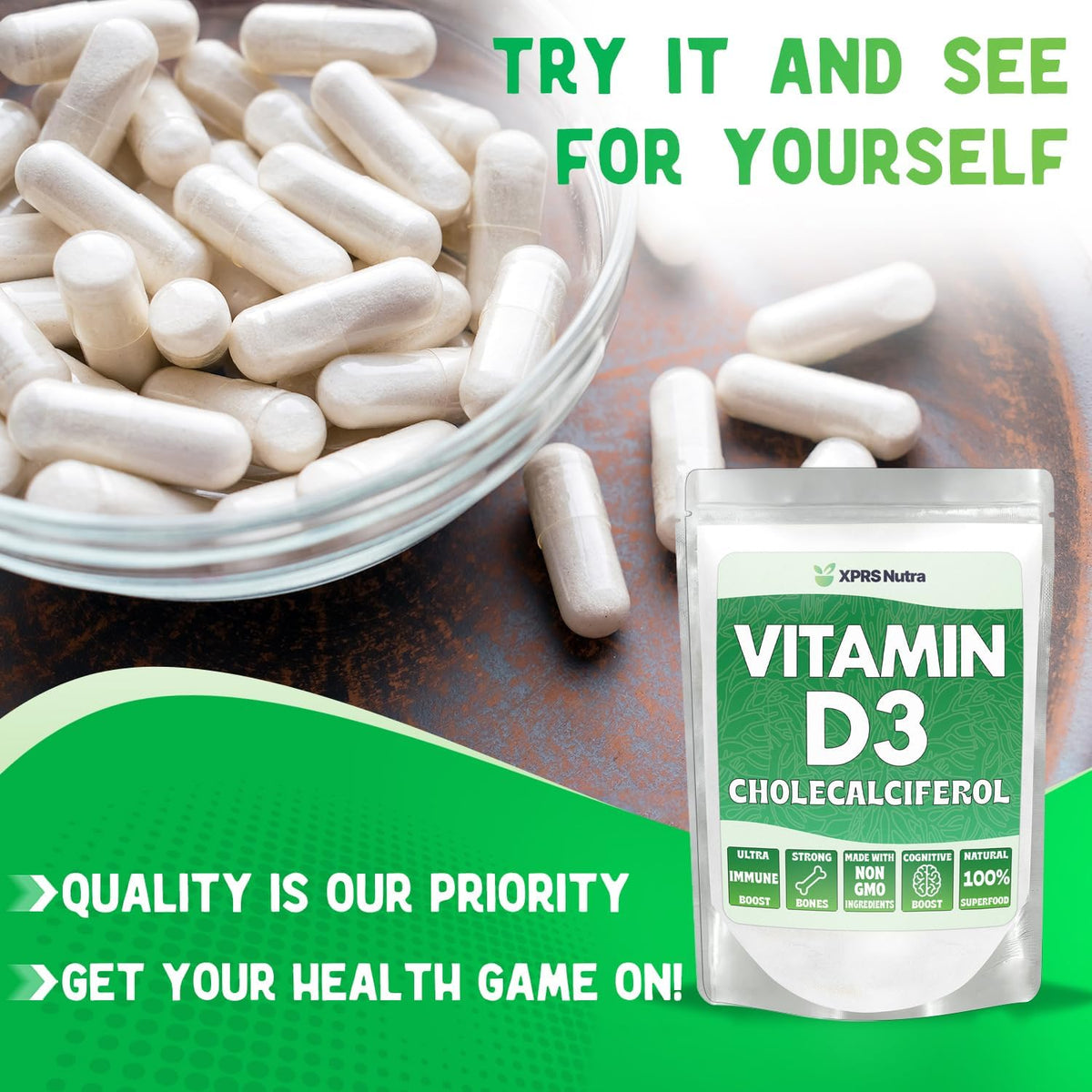 XPRS Nutra Vitamin D3 Powder (Cholecalciferol) - Unflavoured Vitamin D for Bones and Immunity - 227g - görsel 6