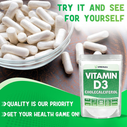 XPRS Nutra Vitamin D3 Powder (Cholecalciferol) - Unflavoured Vitamin D for Bones and Immunity - 227g