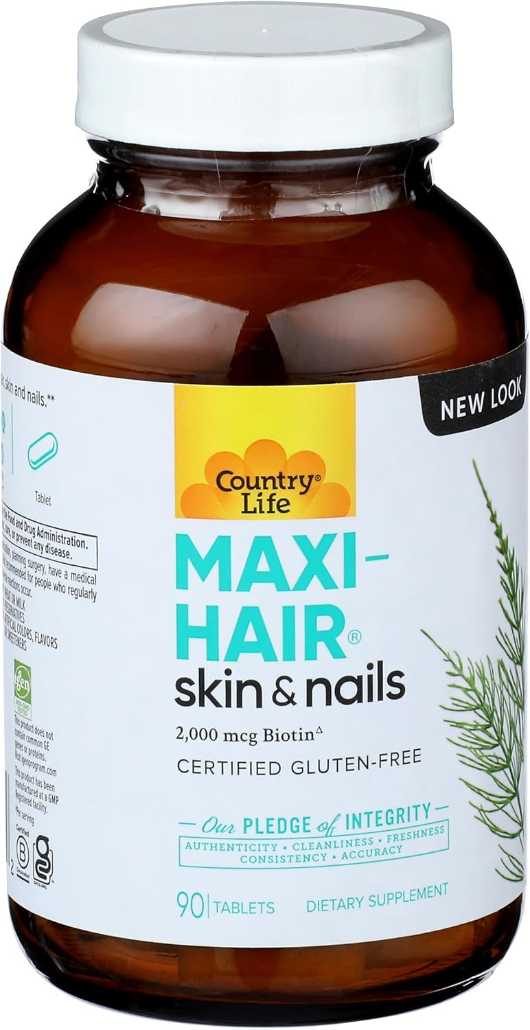 Country Life Maxi-Hair Food Supplement, Biotin 2000mcg, 90 Tablets - görsel 4