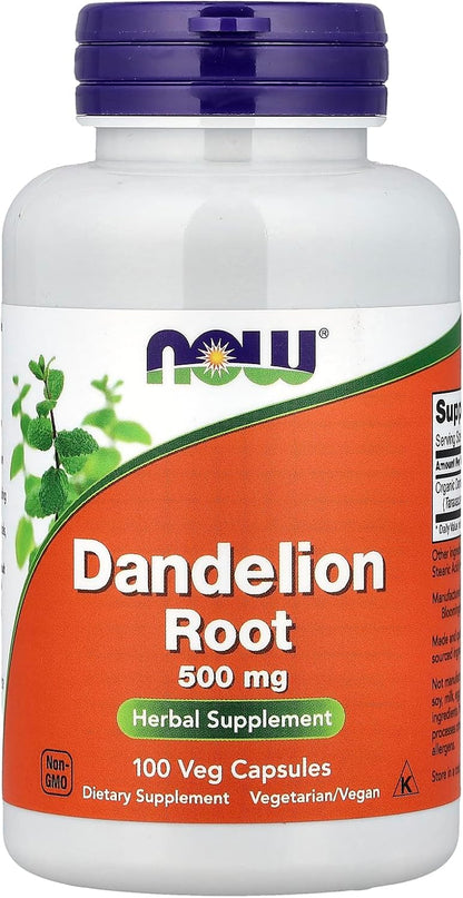 Now Foods Dandelion Root 500 mg Capsules, 100 Count