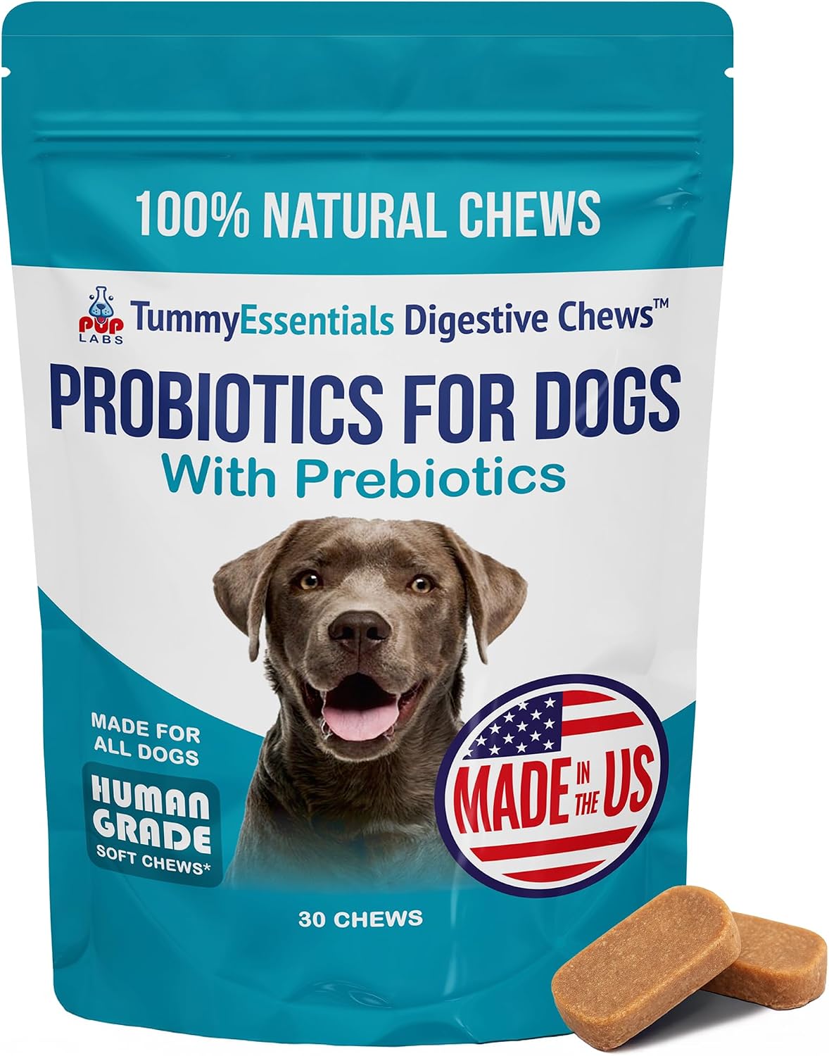 Pup Labs Tummy Essentials Probiotic Chews for Dogs - Digestive and Immune Support, 30 Chews - görsel 1