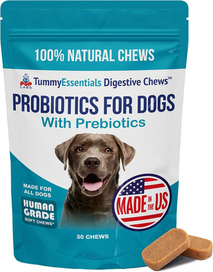 Pup Labs Tummy Essentials Probiotic Chews for Dogs - Digestive and Immune Support, 30 Chews