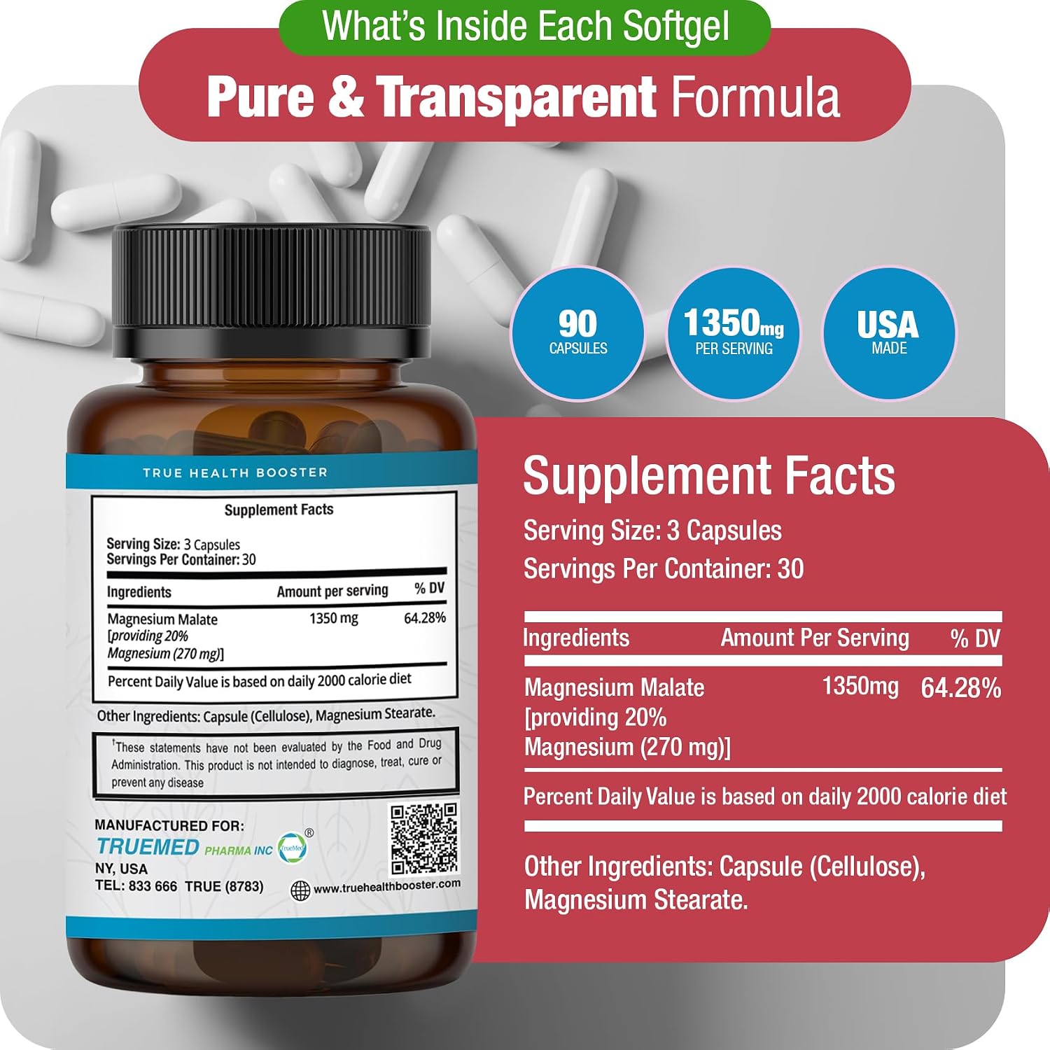 Magnesium Malate Capsules 1350mg – 90 Capsules - görsel 3