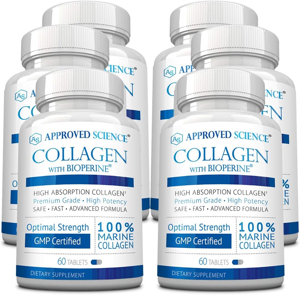 Approved Science Marine Collagen Tablets - Types I & III with Vitamin C and Bioperine - 360 Tablets - görsel 1