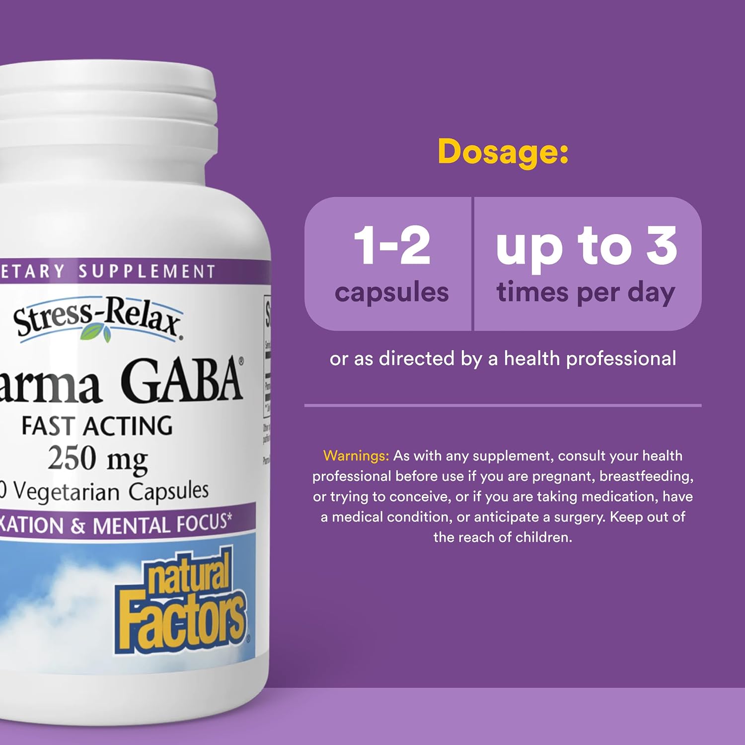 Natural Factors Pharma GABA – Food Supplement for Relaxation and Calm (60 Chewable Tablets) - görsel 3
