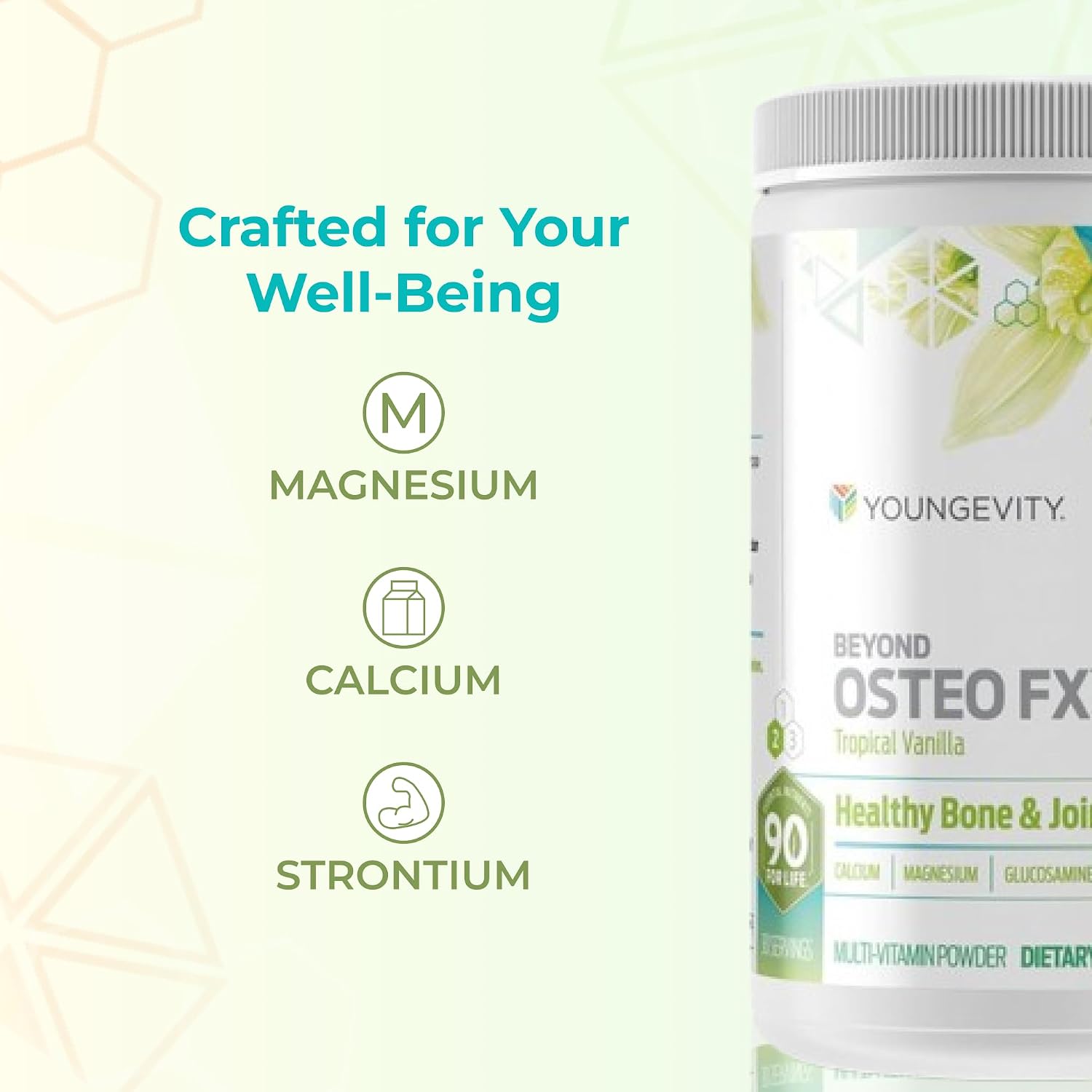 Youngevity Beyond Osteo FX – Tropical Vanilla – Bone Support Multivitamin Powder (30 Servings, 2 Canisters) - görsel 5
