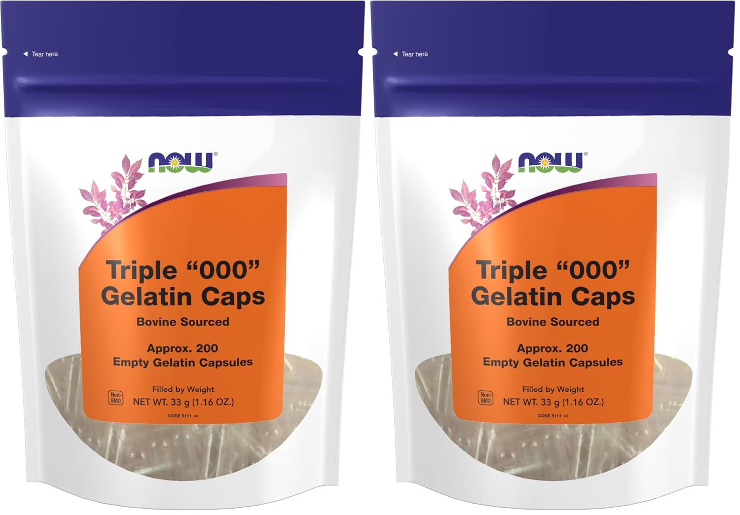 NOW Supplements Empty Gelatin Capsules, Triple 000, Bovine Sourced (200 Capsules) - görsel 8